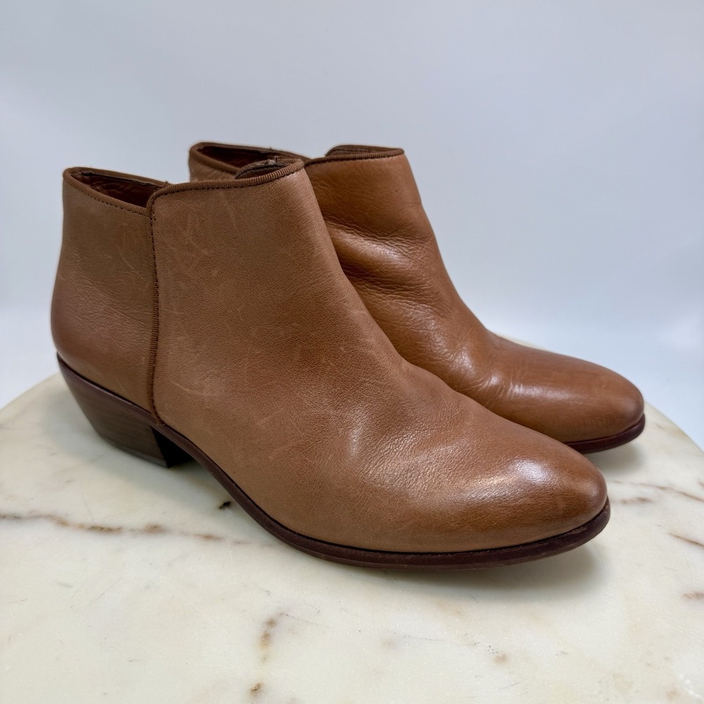 Sam Edelman Brown Leather Petty Ankle Booties Size 7.5 M